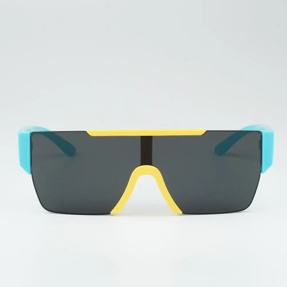 NEW Burberry JB4387 405087 KIDS Yellow Blue Dark Grey Shield Unisex Sunglasses